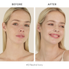 before en after van de kleur #13 neutral ivory van purito cica clearing bb cream op het gezicht van een vrouw